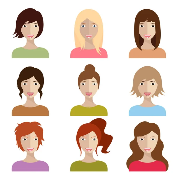 Coiffure féminine avec des visages — Image vectorielle