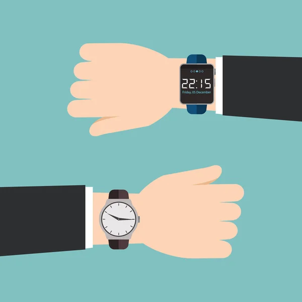 Analoge Uhren und Smart Watches — Stockvektor