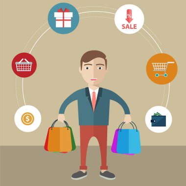 Çanta ile mutlu alışveriş müşteri