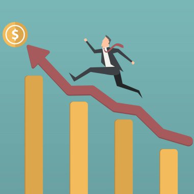 Grafik büyürken tırmanma başarılı iş adamı