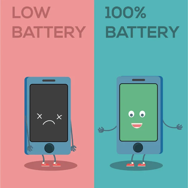 Low battery and full battery characters — Stock Vector