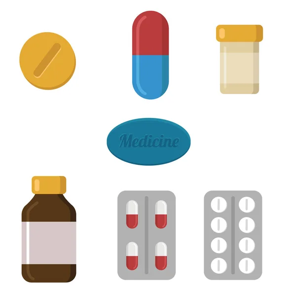 Pills and capsules icons — Stock Vector