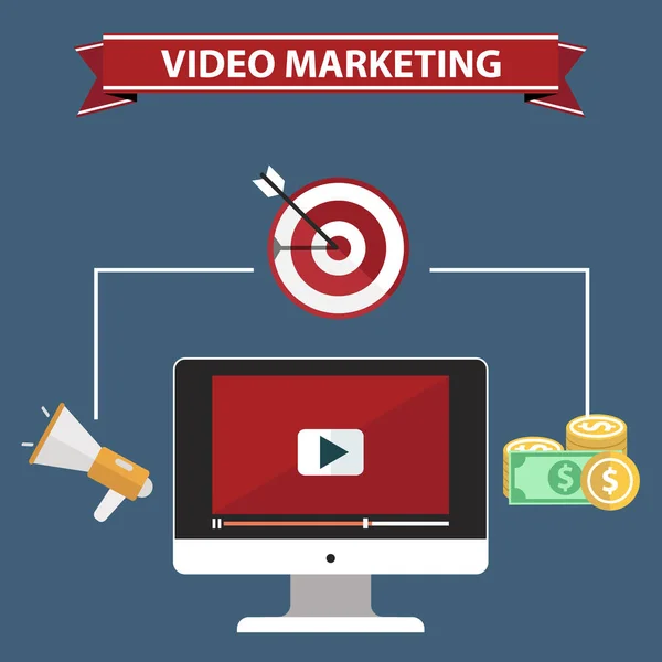 Video en digitale marketing — Stockvector