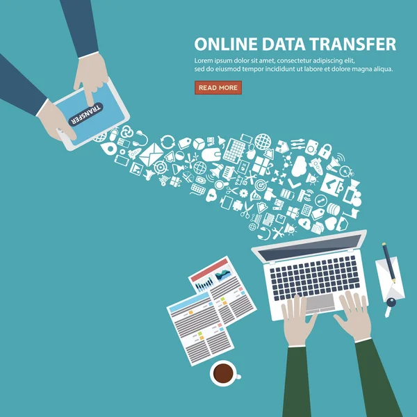 Concepto de transferencia de datos en línea — Vector de stock