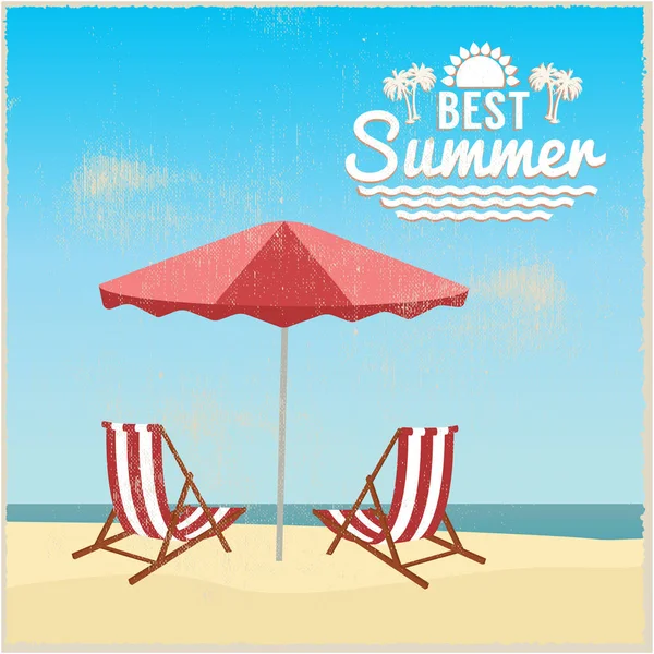 Summer beach in flat design — Stock Vector