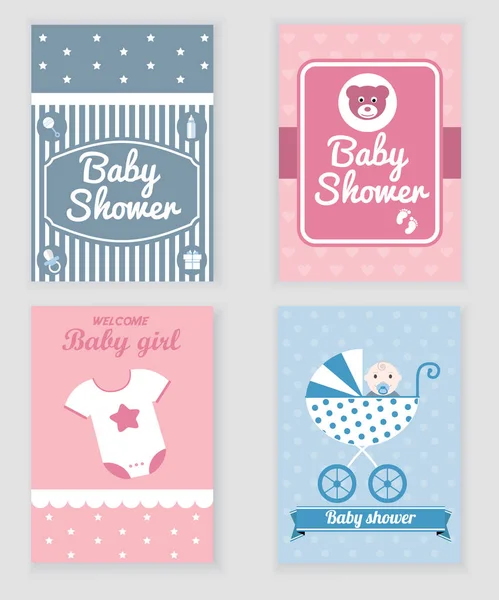 Baby dusch firande-kort — Stock vektor