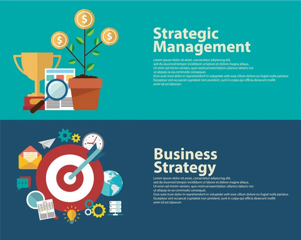 Banderas de concepto de estrategia — Vector de stock