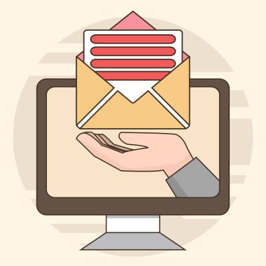 İnce çizgi e-posta pazarlama kavramı