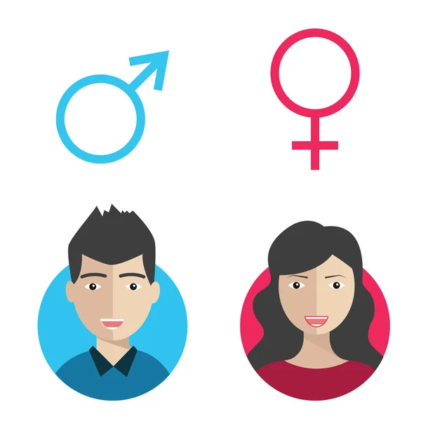 Conjunto de ícones masculino e feminino — Vetor de Stock