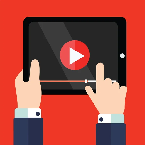 Video op het pictogram van Tablet PC — Stockvector