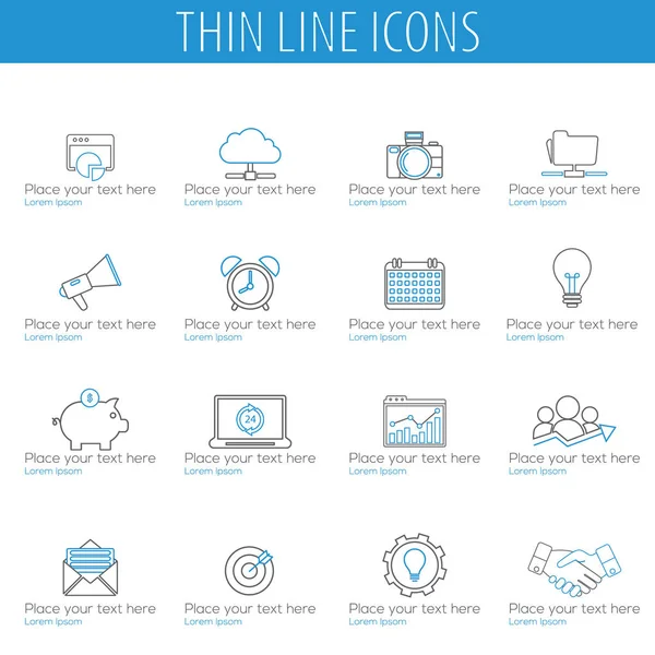 Dunne lijn icons set — Stockvector