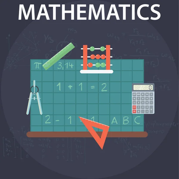 Zestaw pojęć Płaska konstrukcja do matematyki — Wektor stockowy