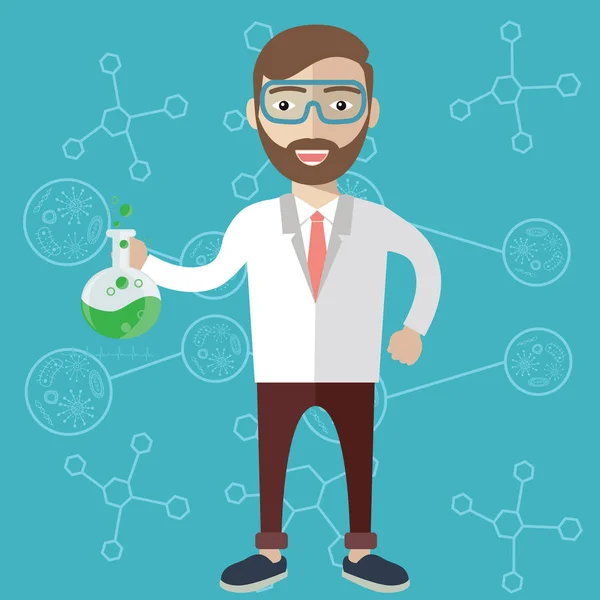 Cientista em laboratório de pesquisa de educação científica —  Vetores de Stock