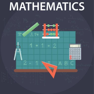Düz tasarım illüstrasyon kavramlar matematik için kümesi. Eğitim ve bilgi fikirler. Matematik bilim. Web reklam ve promosyon malzemesi için kavramlar.