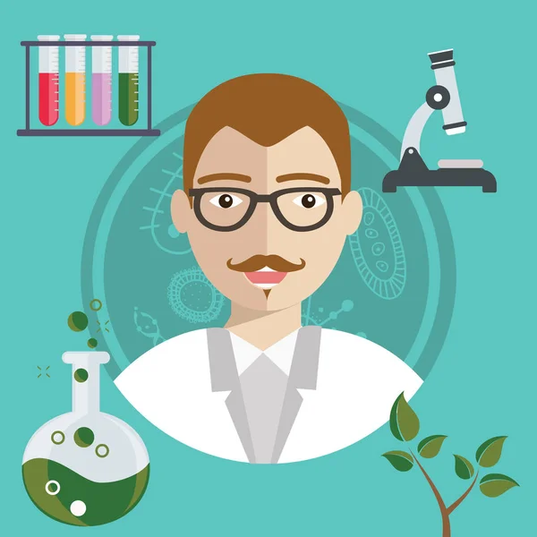 Researcher studying plant — Stock Vector