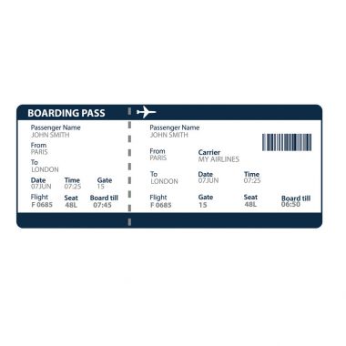 havayolu boarding pass Bilet 