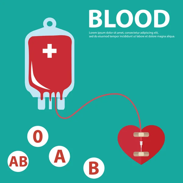 Sac de sang et coeur — Image vectorielle