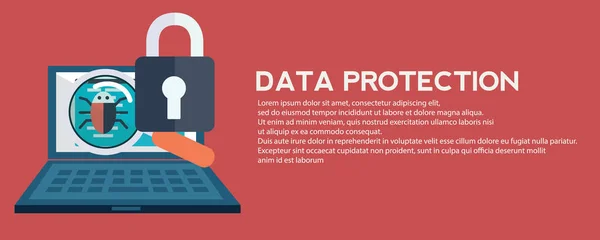 Protección de datos y seguridad de la red — Vector de stock
