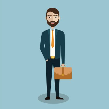 iş adamı tutun bavul içinde düz tasarım