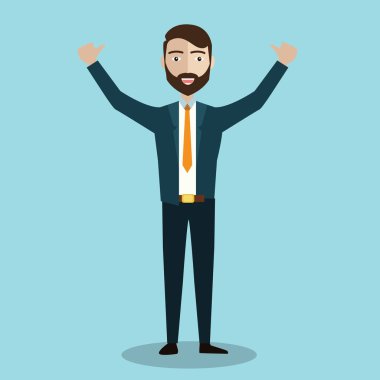 başarılı bir girişimci, başparmak göstermek yukarıya kadar elleri ile mutlu işadamı