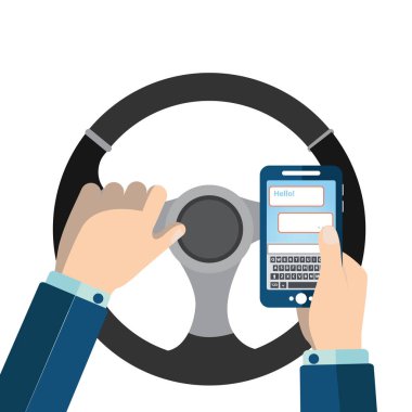 Using mobile phone while driving clipart