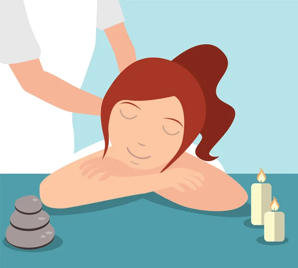 Жінка насолоджується масажним лікуванням — стоковий вектор