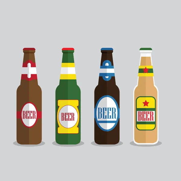 Бутылки для пива с этикеткой — стоковый вектор