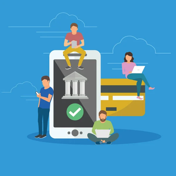 Illustrazione concetto di mobile banking — Vettoriale Stock