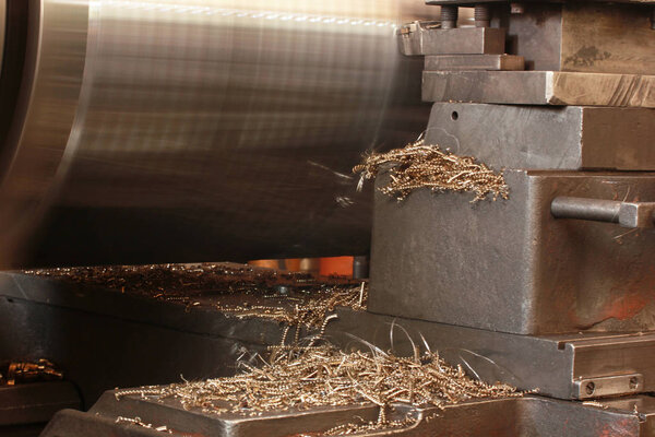 Twisted Metal shavings and lathe 