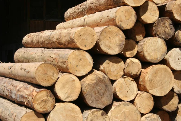 Куча больших деревянных балок — стоковое фото