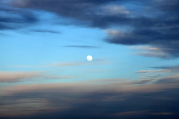 Luna llena cielo azul — Foto de Stock