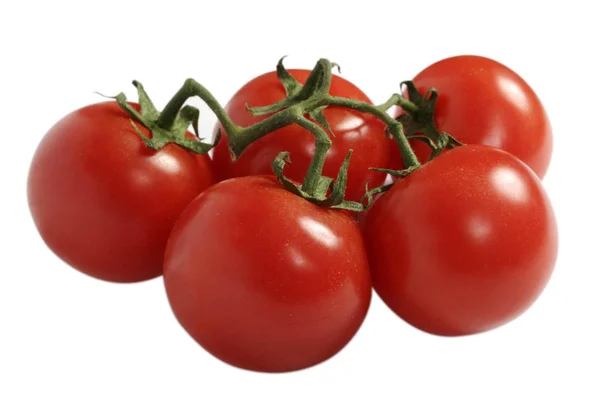 Tomates Vermelhos Frescos Isolados Sobre Fundo Branco — Fotografia de Stock
