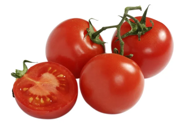Νωπές Κόκκινες Ντομάτες Απομονωμένες Λευκό Φόντο — Φωτογραφία Αρχείου