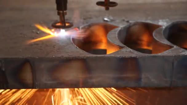 Laser Cutting Metal Sheet Sparks — Stock Video