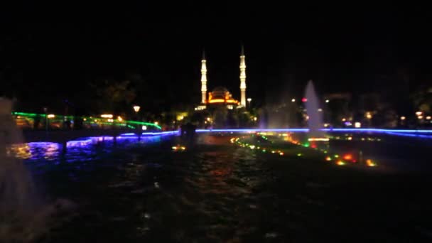 Escena Nocturna Una Mezquita Konya — Vídeos de Stock