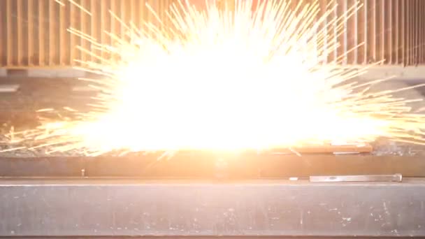 Laser Cutting Metal Sheet Sparks — Stock Video