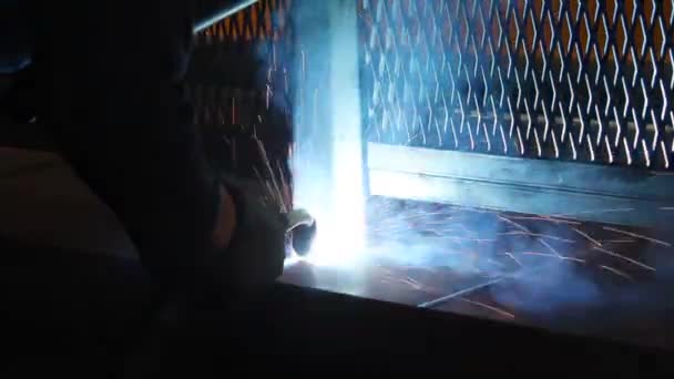 Factory Welder Welding Sparks — Stock Video