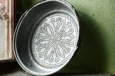 Eski, antika, bakır süzgeç süzgeci 