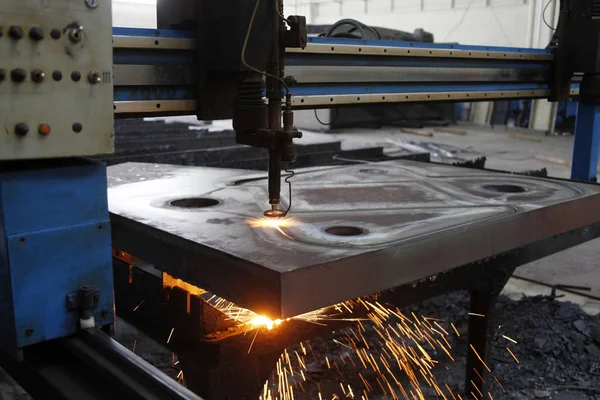 Cnc Laser Cutting Metal Modern Industrial Technology — Stock Photo, Image