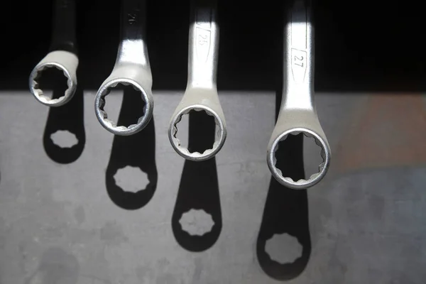 Wrench Tool Set Steel Plate — 图库照片