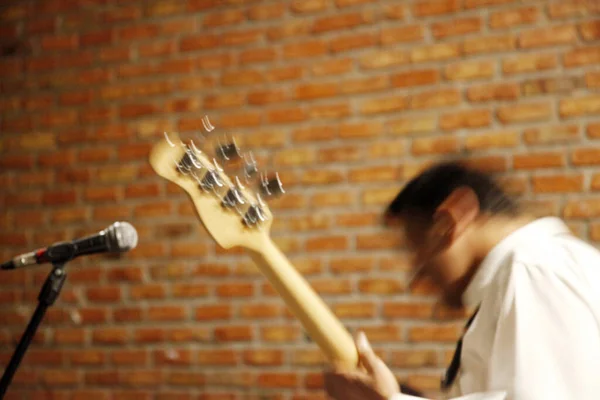 Playing Electric Guitar Stage Blurred Image — Stock Photo, Image