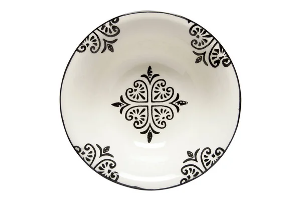 Белый Цветочный Узор Декоративная Фарфоровая Тарелка — стоковое фото
