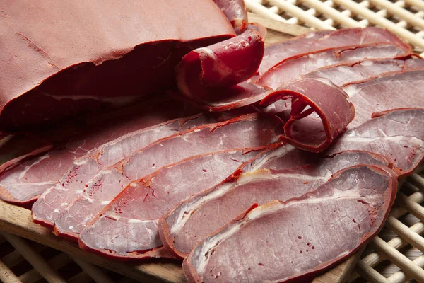 Türkischer Speck Pastrami Kayseri Pastirma Frisch Geschnittene Pastrami — Stockfoto