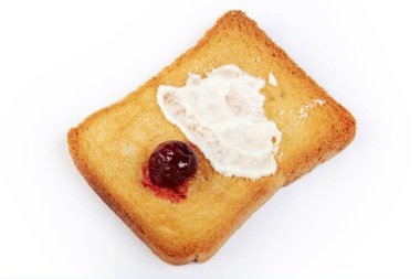 Kızarmış ekmeğe tereyağı ve reçel