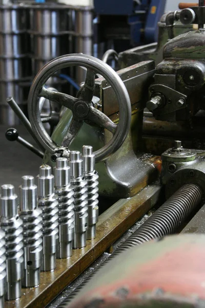 Old Lathe Workshop Metalworking — Stock Photo, Image