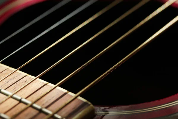 Detalhe Guitarra Acústica Cordas — Fotografia de Stock