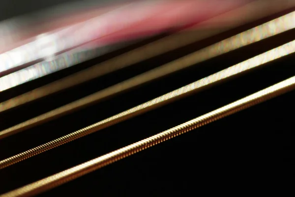 Strunná Akustická Kytara Detail — Stock fotografie