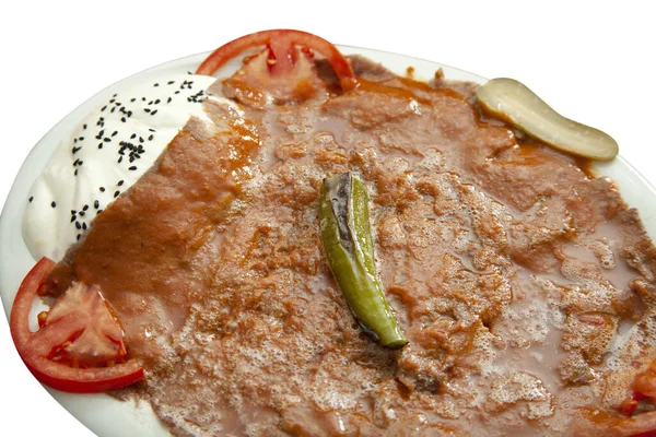 Iskender Kebab Tradicional Turco Iogurte — Fotografia de Stock