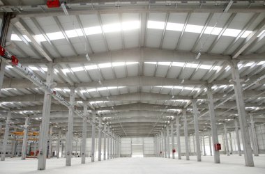 Modern, büyük fabrika içi. Arkaplan.