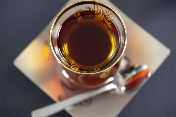 Турецкий Традиционный Чай Горячий Напиток Чёрный Чай — стоковое фото